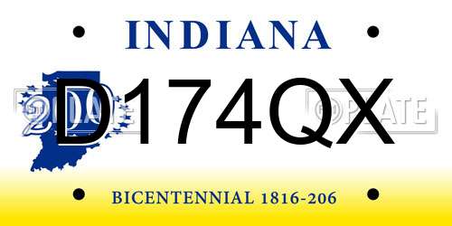 D174QX Indiana License Plate