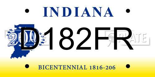 D182FR Indiana License Plate