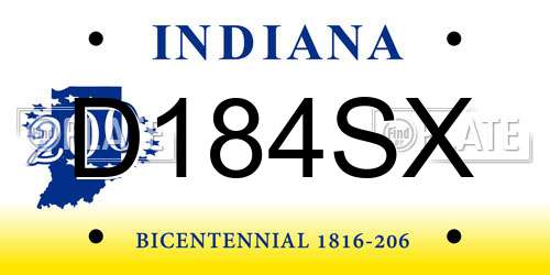 D184SX Indiana License Plate