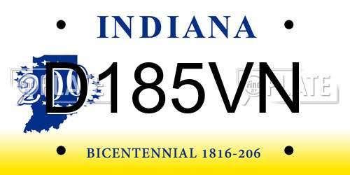 D185VN Indiana License Plate