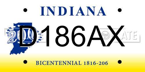 D186AX Indiana License Plate