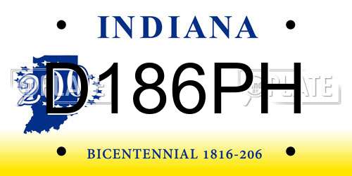 D186PH Indiana License Plate