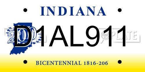 D1AL911 Indiana License Plate