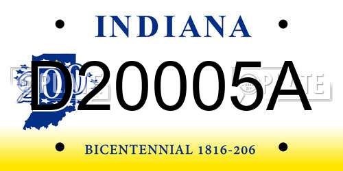 D20005A Indiana License Plate