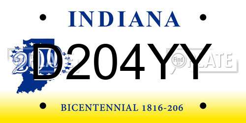 D204YY Indiana License Plate