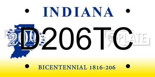 D206TC Indiana License Plate
