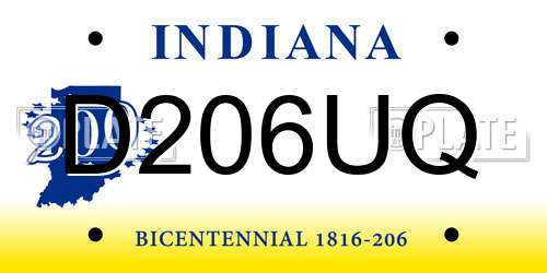 D206UQ Indiana License Plate
