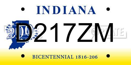 D217ZM Indiana License Plate