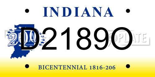 D2189O Indiana License Plate