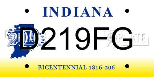 D219FG Indiana License Plate