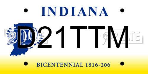 D21TTM Indiana License Plate