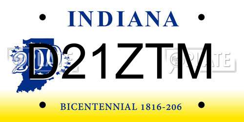 D21ZTM Indiana License Plate