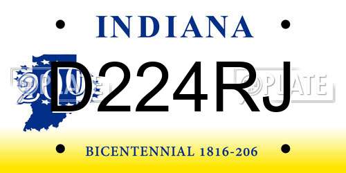 D224RJ Indiana License Plate
