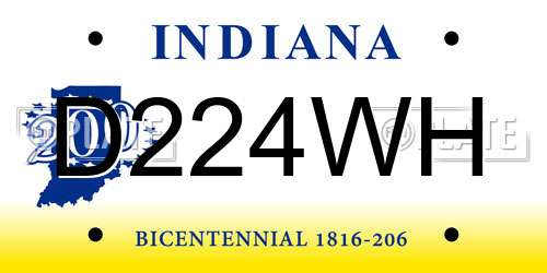D224WH Indiana License Plate