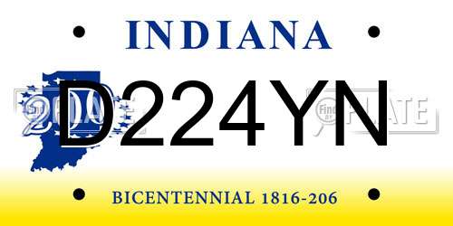D224YN Indiana License Plate