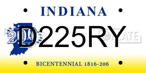 D225RY Indiana License Plate