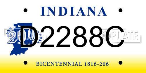 D2288C Indiana License Plate