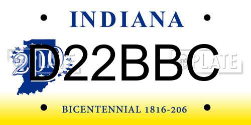 D22BBC Indiana License Plate