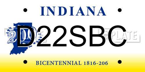 D22SBC Indiana License Plate