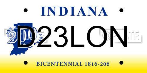 D23LON Indiana License Plate