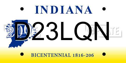 D23LQN Indiana License Plate