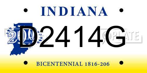 D2414G Indiana License Plate