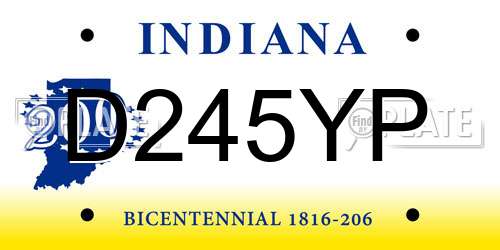 D245YP Indiana License Plate