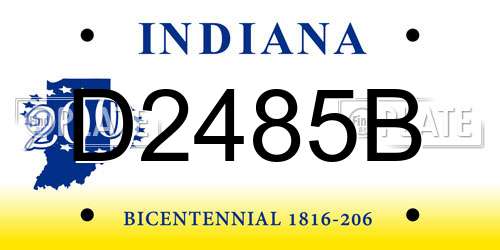 D2485B Indiana License Plate