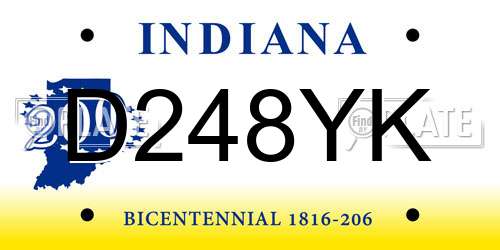 D248YK Indiana License Plate