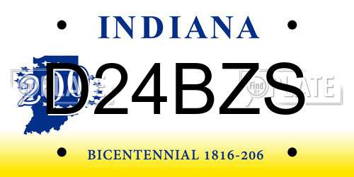 D24BZS Indiana License Plate