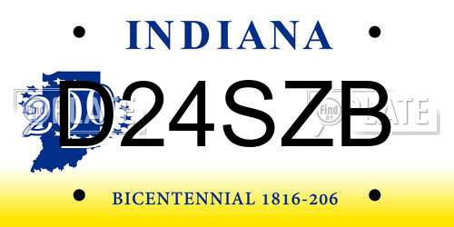 D24SZB Indiana License Plate
