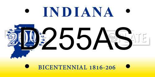 D255AS Indiana License Plate