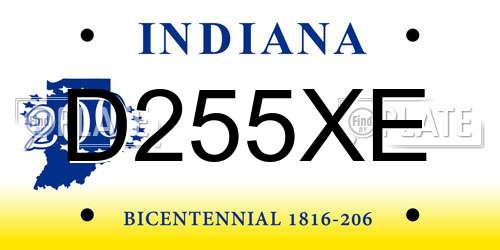 D255XE Indiana License Plate