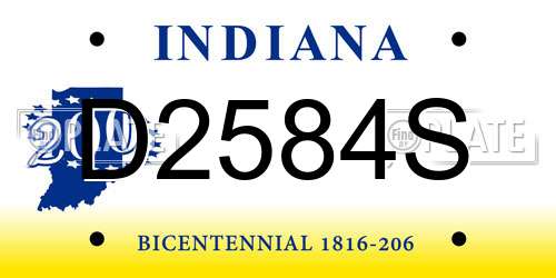 D2584S Indiana License Plate