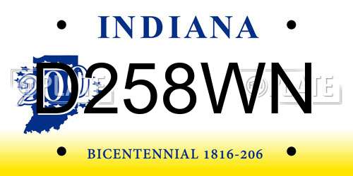 D258WN Indiana License Plate