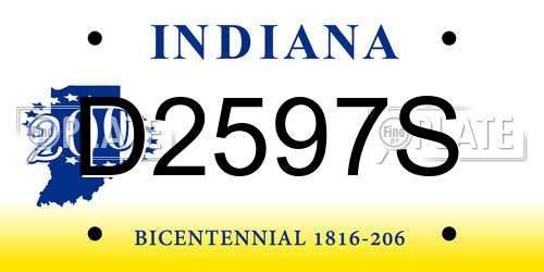 D2597S Indiana License Plate