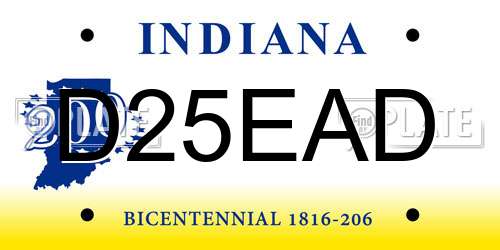D25EAD Indiana License Plate