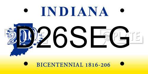 D26SEG Indiana License Plate