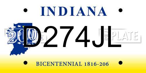 D274JL Indiana License Plate