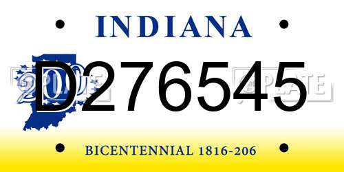 D276545 Indiana License Plate