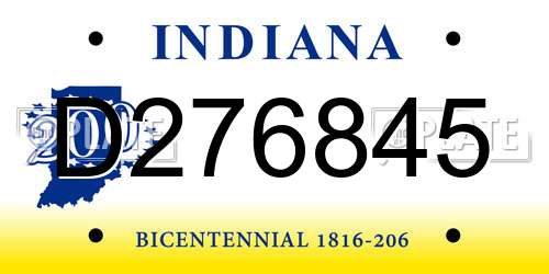 D276845 Indiana License Plate