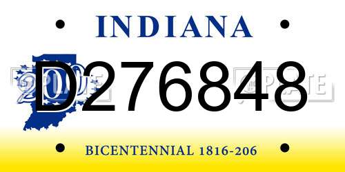 D276848 Indiana License Plate