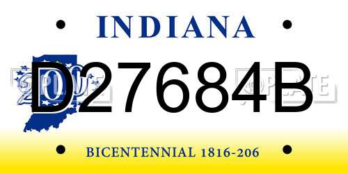 D27684B Indiana License Plate