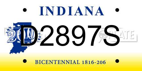 D2897S Indiana License Plate