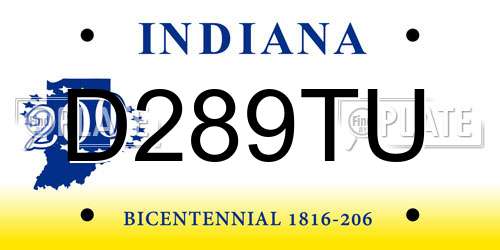 D289TU Indiana License Plate