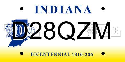D28QZM Indiana License Plate