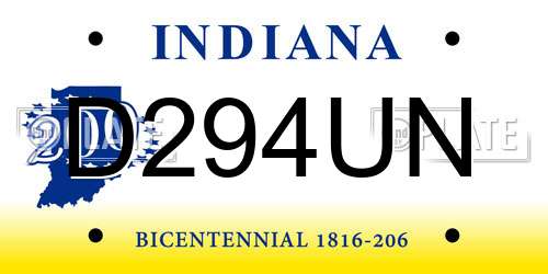 D294UN Indiana License Plate