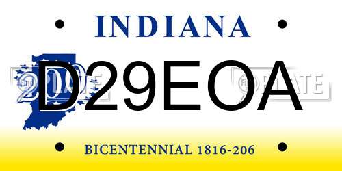 D29EOA Indiana License Plate