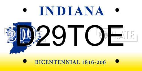 D29TOE Indiana License Plate