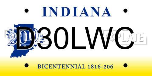 D30LWC Indiana License Plate
